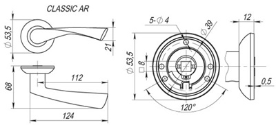 РУЧКА РАЗДЕЛЬНАЯ R.AR54.CLASSIC (CLASSIC AR) 140MM SN/CP-3 МАТОВЫЙ НИКЕЛЬ/ХРОМ